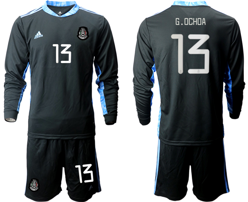 Men 2020-2021 Season National team Mexico goalkeeper Long sleeve black #13 Soccer Jersey->mexico jersey->Soccer Country Jersey
